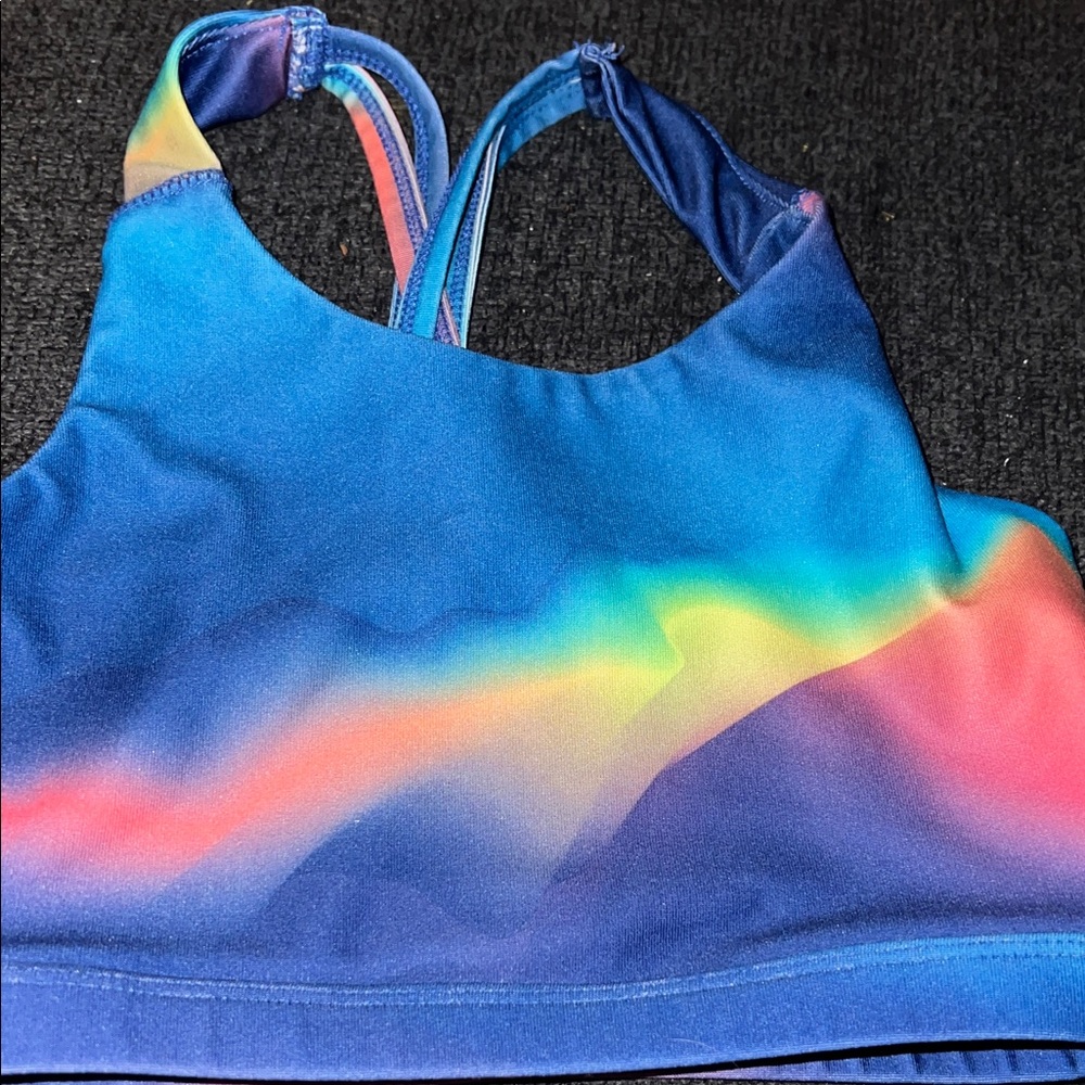 Rainbow Ombre Colorful Strappy Sports Bra  S 7/8 VGUC by XERSION